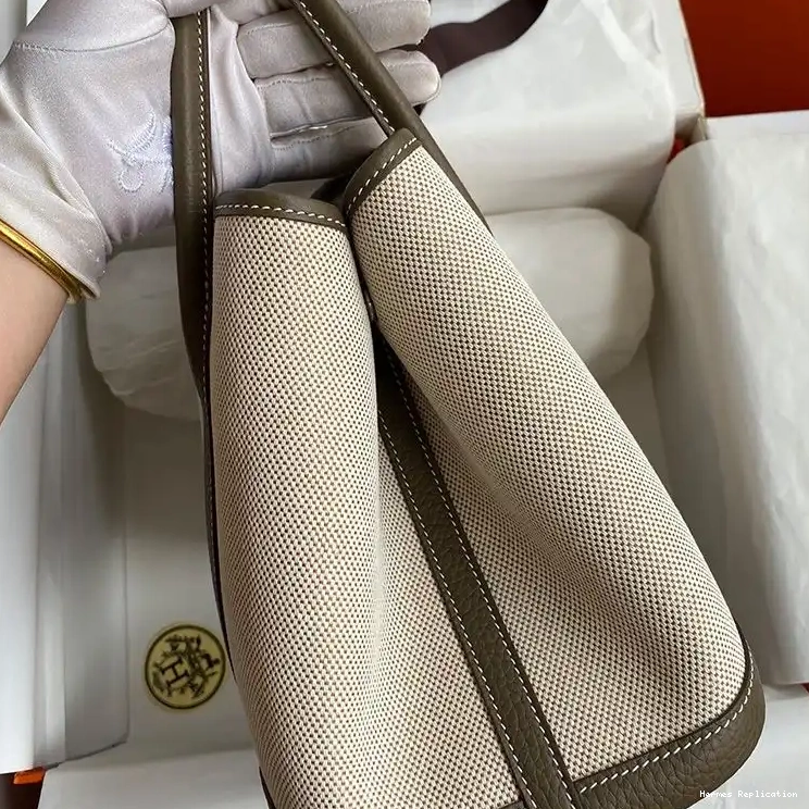 Cheap Canvas Hardware In Bag Palladium Khaki Party Hermes Garden 0324